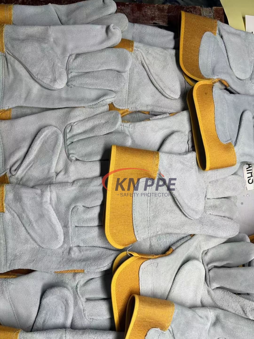 yellow canvas short rigger leather work gloves (4)