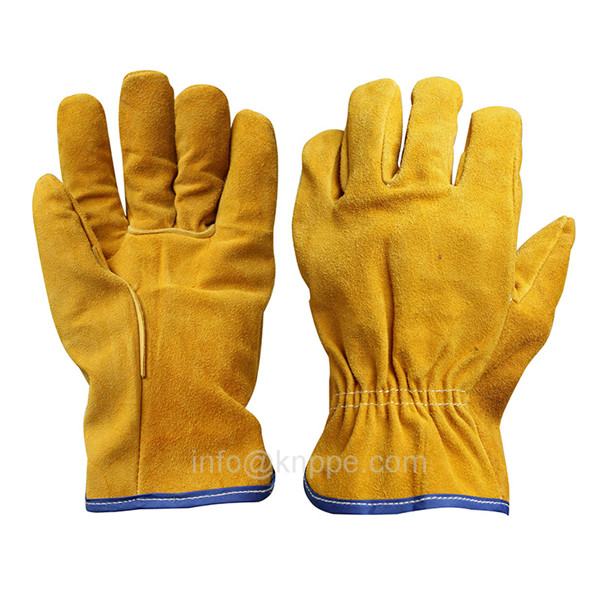 full body cowhide leather working gloves, 10.5'' rigger gloves with elastic wrist