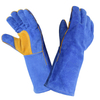 Sapphire Blue Cowhide Long Welder Leather Gloves with Gun Cut Reinforcement