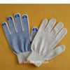 Raw White TC Liner Knitted Working Hand Glove with Single Side Blue Anti-slip PVC Dots 
