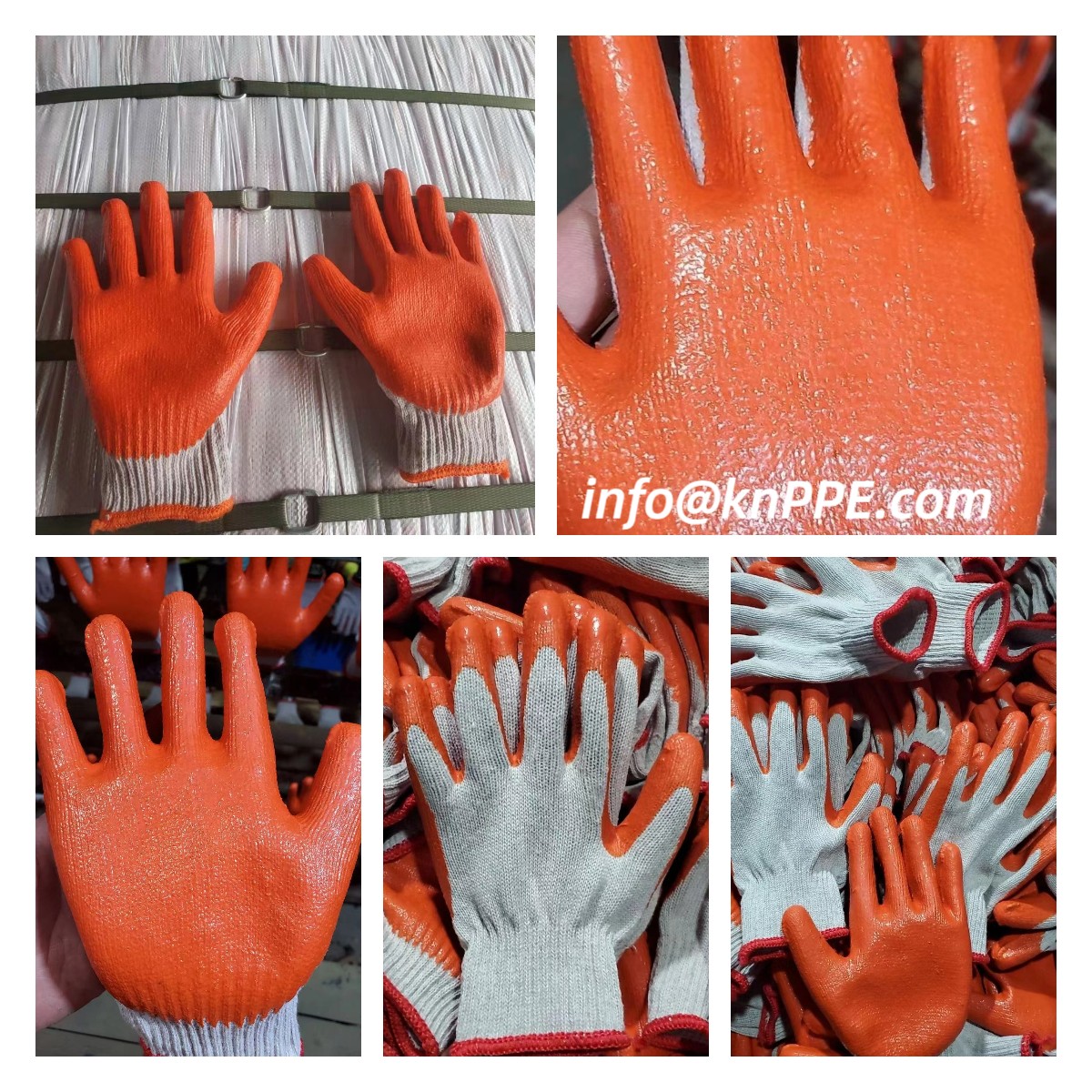 Cheap orange latex coated gloves, smooth finishing