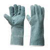 14 Inch Natural White Sheepskin Leather Gloves, Canvas-sleeve Gloves with No Lining