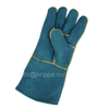 Dark Green Cowhide Leather Gloves with Lining, 14-inch Heavy Handling Flame Resistant Leather Work Gloves