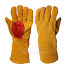 Yellow Cow Split Leather Gloves with Lining & Reinforcement between Thumb And Index Finger, 14 Inch Leather Gloves