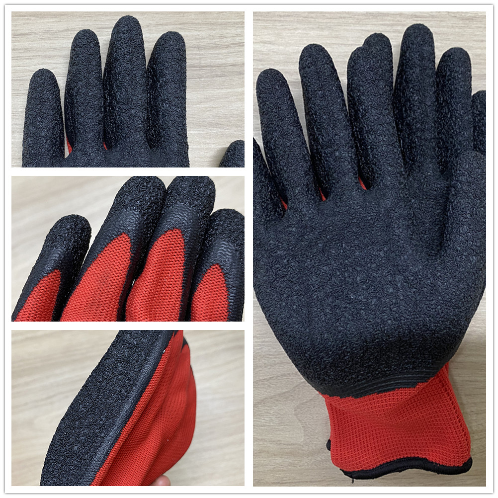 13 gauge red black latex coated gloves 15_副本