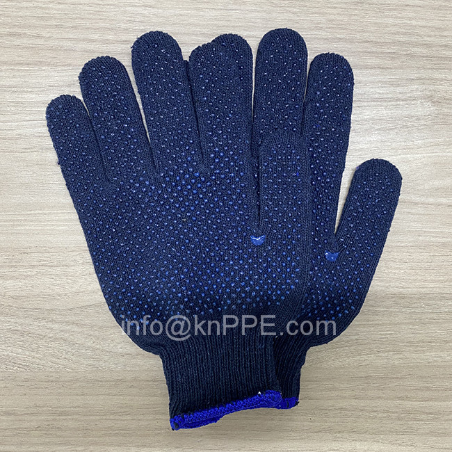 navy blue double dotted gloves, polka dotted safety working glove 2_副本