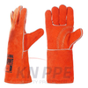 14 Inch 16 Inch Orange Genuine Cowhide Leather Welding Gloves, Cow Split Flame Resistant Safety Hand Gloves