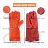 14 Inch 16 Inch Orange Genuine Cowhide Leather Welding Gloves, Cow Split Flame Resistant Safety Hand Gloves