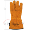 Gold Genuine Cowhide Leather Welding Gloves, Kevlar Stitched Spark Resistant Safety Gloves 14 Inch 16 Inch Flame Resistant Leather Gloves