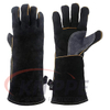 Black Welder Gloves with Partial Palm Reinforcement, Double-palmed Leather Welding Gloves, 16 Leather Welding Gloves