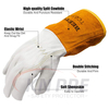 TIG Welding Gloves – Large, Kevlar Thread Welding Gloves with 4 Inch Gold Cuffing, Straight Thumb, Cow Grain Leather Palm Welding Gloves