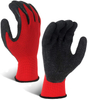 13 Gauge Nylon Latex Palm Coated Working Gloves with Crinkle-Finishing, Red Black Latex Coated Working Hand Gloves
