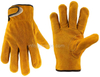 Short Welder Gloves with Palm And Fingers Reinforced, Double Palm Cow Split Leather Working Gloves