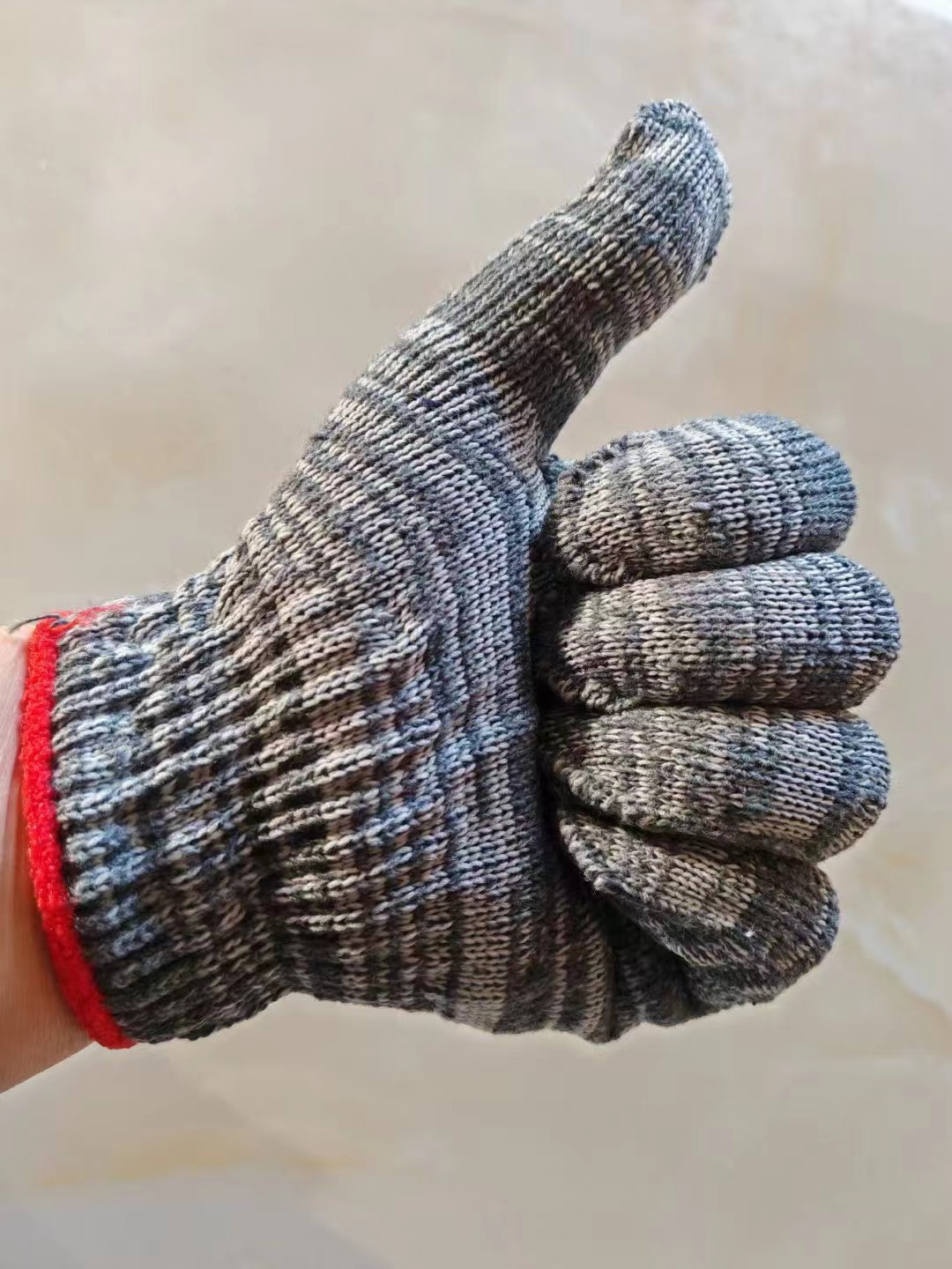 mix-colored knitted glove, gray white knitted gloves, cheap cotton working hand gloves (8)