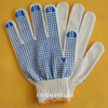 Raw White TC Liner Knitted Working Hand Glove with Single Side Blue Anti-slip PVC Dots 