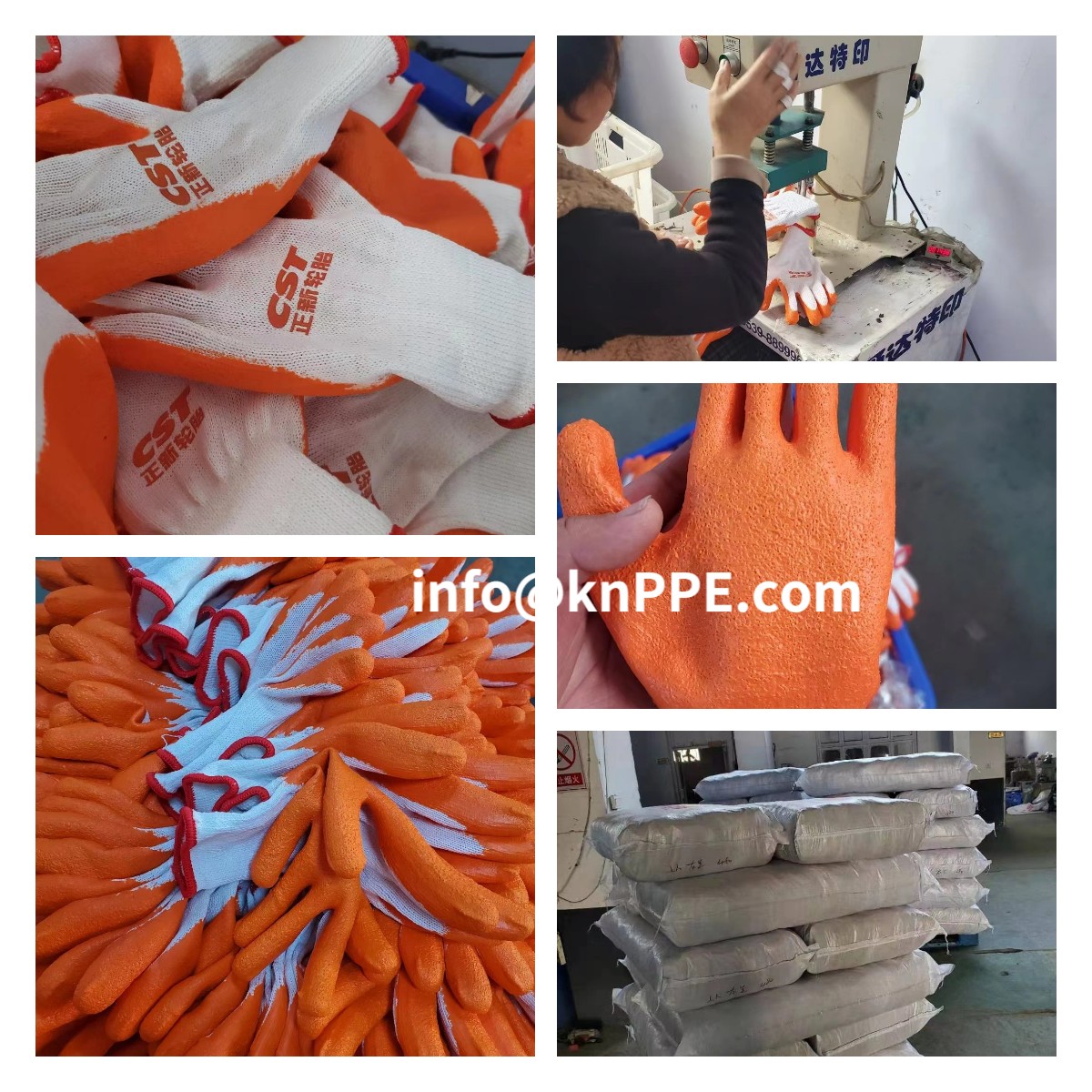 10 gauge bleached liner with orange latex palm coated