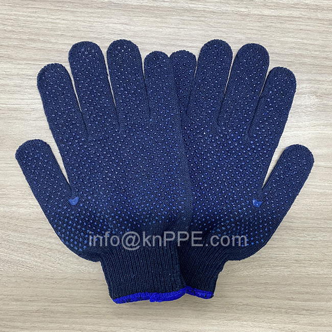 Qatar Hot Model, Double Polka Dotted Safety Working Gloves, Palm Dipped Construction Gloves