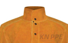 Yellow Cowhide Leather Welding Clothes with Back Open, Full Cow Split Leather Welding Top with Long Sleeves