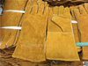 Yellow Cow Split Leather Gloves with Lining & Reinforcement between Thumb And Index Finger, 14 Inch Leather Gloves