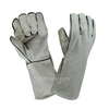 Gray Welder Gloves with No Lining, 14 Inch Raw White Cowhide Split Eather Gloves