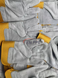 yellow canvas short rigger leather work gloves (2).jpg